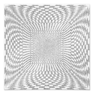 Silber und Weiß verzerrtes kariertes Muster Fotodruck