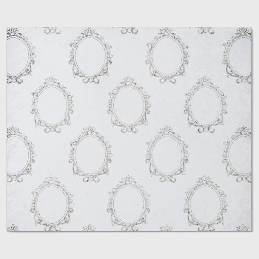 Silber und Weiß Vintag Geschenkpapier (Flach)