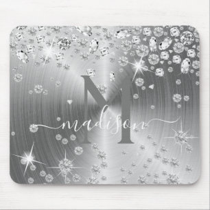 Silber- und Weißdiamanten - Personalisiert Mousepad