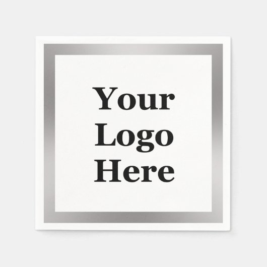 Silber und weiße, elegante Vorlage für Firmenlogos Serviette (Vorderseite)