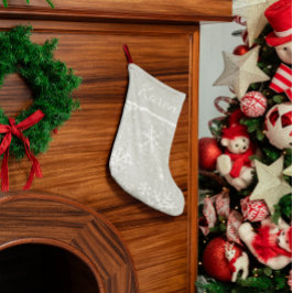 Silber und weiße Schneeflocken Name Weihnachten Großer Weihnachtsstrumpf