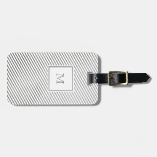 Silber und weißer gestreifter Gepäckanhänger (Vorderseite horizontal)