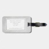 Silber und weißer gestreifter Gepäckanhänger (Rückseite horizontal)