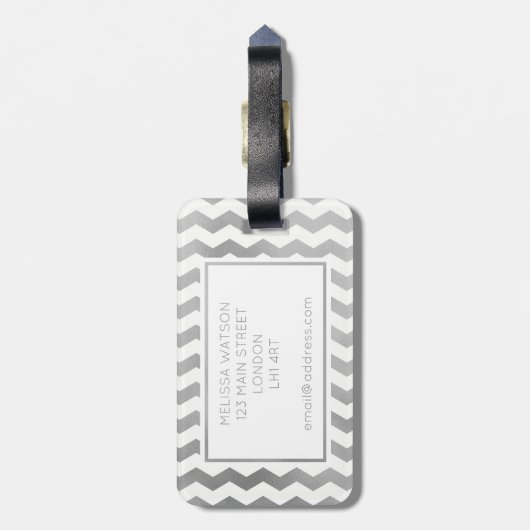 Silber und weißer Zickzack Gepäck-Umbau Gepäckanhänger (Rückseite vertikal)