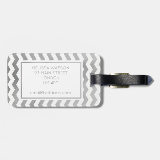 Silber und weißer Zickzack Gepäck-Umbau Gepäckanhänger (Rückseite horizontal)