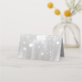 Silber- und Weißwinters Hochzeitsgefaltete Platzka Platzkarte (Rückseite)