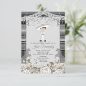 Silber und White Mexican Boy Dritter Geburtstag Einladung (Stehend Vorderseite)