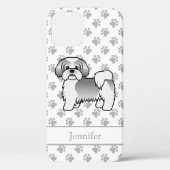Silber und White Shih Tzu Cartoon Dog & Name Case-Mate iPhone Hülle (Rückseite)