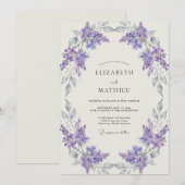 Silber-Veilchen-Kranz-Hochzeit Einladung (Vorne/Hinten)