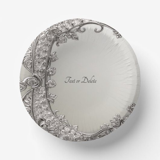 Silber Verziert Modern Pappteller (Vorderseite)