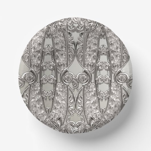 Silber Verziert Modern Pappteller (Vorderseite)