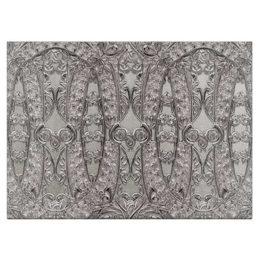 Silber Verziert modernes Schneideboard Schneidebrett (Vorderseite)