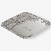 Silber Verzierte, moderne Papierplatte Pappteller (Gewinkelt)