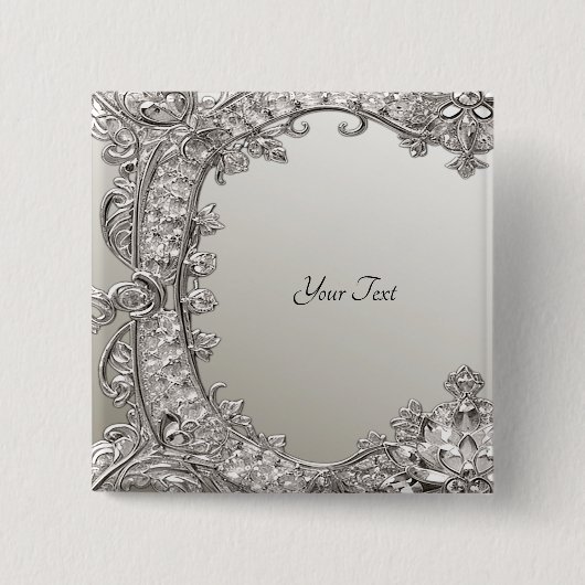 Silber Verzierte Moderne Taste Button (Vorderseite)