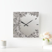 Silber Verzierte moderne Wandklemme Quadratische Wanduhr (Zuhause)