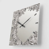 Silber Verzierte moderne Wandklemme Quadratische Wanduhr (Winkel)