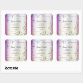 Silber-Verziertes Lila-schimmliges Marmorprodukt Quadratischer Aufkleber (Blatt)