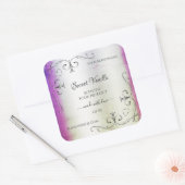 Silber-Verziertes Lila-schimmliges Marmorprodukt Quadratischer Aufkleber (Umschlag)