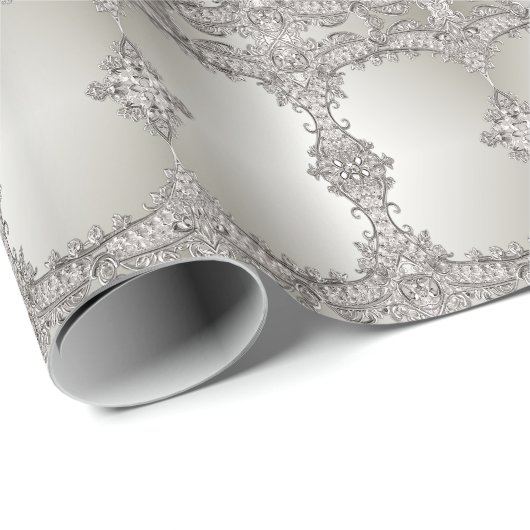 Silber Verziertes, modernes Schleifpapier Geschenkpapier (Rolleneckpunkt)