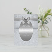 Silber Vintag mit Bow Wedding Einladung (Stehend vorne)