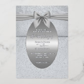 Silber Vintag mit Bow Wedding Einladung (Vorderseite)