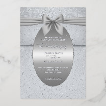 Silber Vintag mit Bow Wedding Einladung