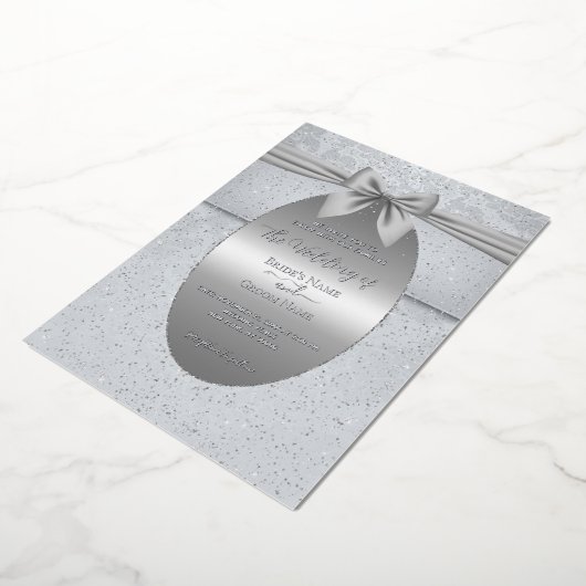 Silber Vintag mit Bow Wedding Einladung (Gedreht)