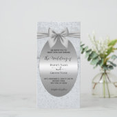 Silber Vintag mit Bow Wedding Einladung (Stehend Vorderseite)