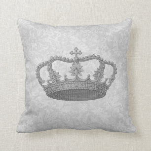 Silber Vintage Krone Silber Grauer Hintergrund Kissen