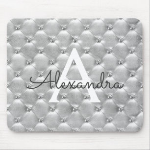 Silber Vintage Pink Monogramm Name Mauspad