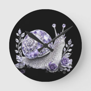 Silber-Violetter Kristallschnecke Runde Wanduhr
