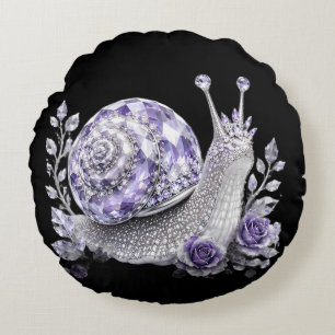 Silber-Violetter Kristallschnecke Rundes Kissen