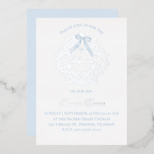 Silber-Wappen-Baby-Taufe Folieneinladung