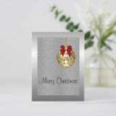 Silber Weihnachten, Golden Bauble Feiertagspostkarte (Stehend Vorderseite)