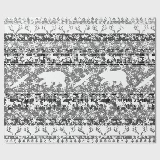 Silber Weihnachten und Schnee Wrapping Papier Geschenkpapier (Flach)