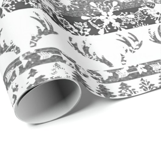 Silber Weihnachten und Schnee Wrapping Papier Geschenkpapier (Rolleneckpunkt)
