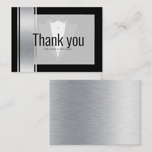 Silber, Weiß und Schwarz Streifen tuxedo bachelor Platzkarte (Vorne/Hinten)