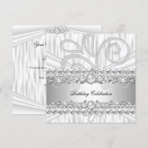 Silber Weiße Diamanten Perle Elegante Geburtstagsf Einladung