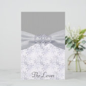 Silber, Weiße Sterne und Schneeflocken Hochzeit Briefpapier (Stehend Vorderseite)