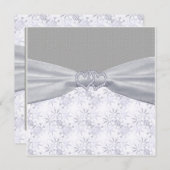 Silber, Weiße Sterne und Schneeflocken Hochzeiten Einladung (Vorne/Hinten)