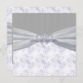 Silber, Weiße Sterne und Schneeflocken Hochzeiten Einladung (Vorne/Hinten)