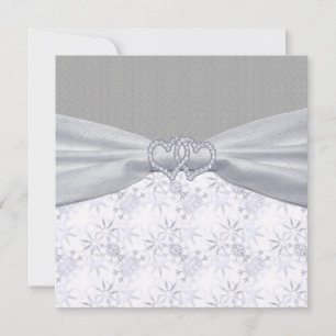 Silber, Weiße Sterne und Schneeflocken Hochzeiten Einladung