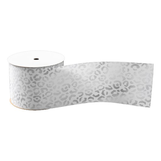 Silber White Leopard Print   Ripsband (Spule)
