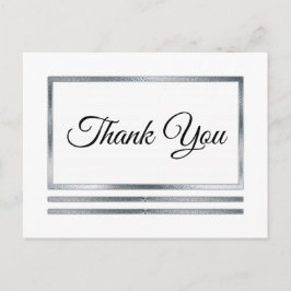 Silber | White Modern Simple Elegant Vielen Dank Postkarte