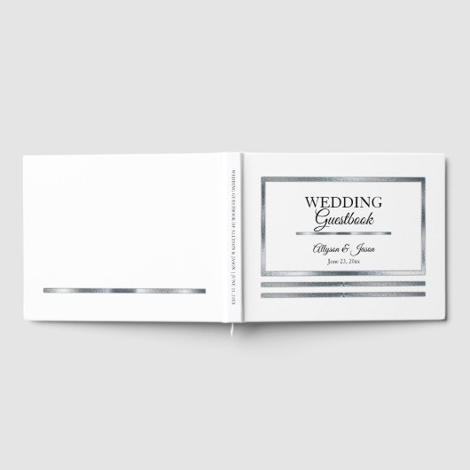 Silber | White Modern Simple Elegante Wedding Gästebuch (Voll)
