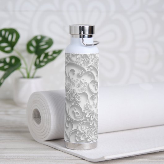 Silber White Paper Quilling Muster Trinkflasche (Yoga)