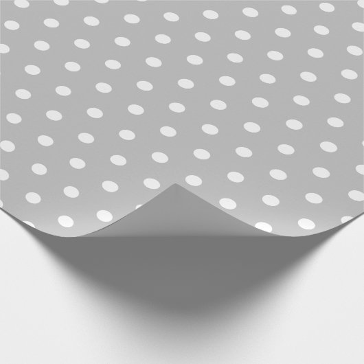 Silber | White Polka Dot Geschenkpapier (Ecke)