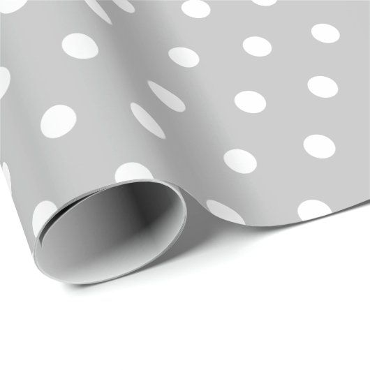 Silber | White Polka Dot Geschenkpapier (Rolleneckpunkt)