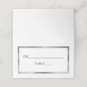 Silber | White Simple Elegante Platzkarten (Außenseite Aufgefaltet)