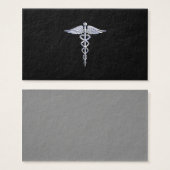 Silber wie Caduceus Medical Symbol auf schwarzer D (Vorne & Hinten)